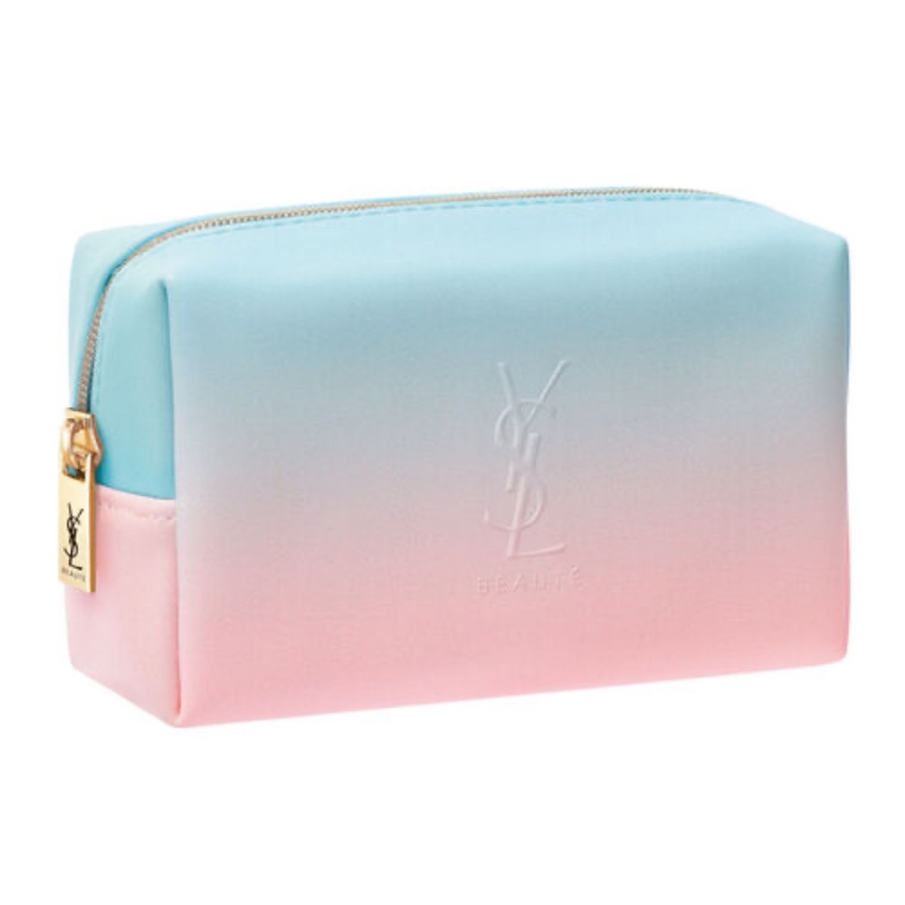 YSL Yves Saint Laurent Ombré Pink Blur Beauty Bag NWT 🩷🩵